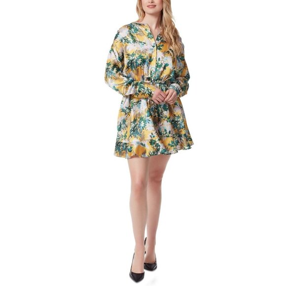 NWT JESSICA SIMPSON Shiloh  Satin Fit & Flare Dress in Golden Rod, Size Sm - Picture 5 of 7